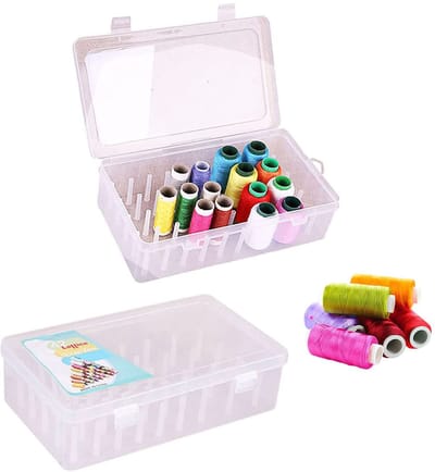 borduurgaren, organizer, doos, 2 stuks naaigaren box, draadbox, leeg, voor 42 garenrollen, praktische naaigarenhouder voor het opbergen van borduurgaren, knutselwerk, naaigaren