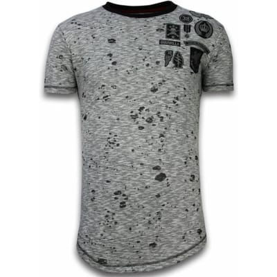 Longfit Asymmetric Embroidery - T-Shirt Patches - Guerrilla - Grijs