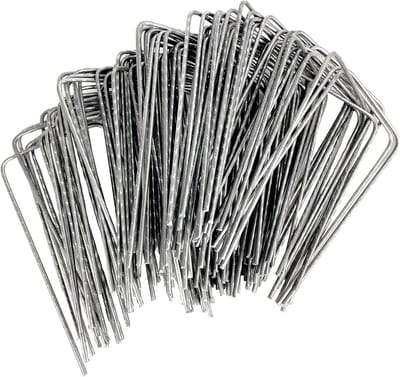 Metalen grondankers - U-vorm spiesen - Tuin vastzetten - Thermisch verzinkt metaal - 15 cm lengte - Zilver
