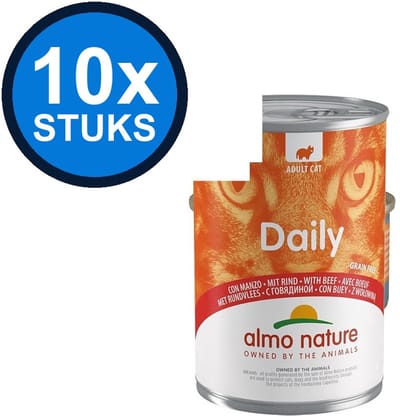 10x Almo Nature Daily - Rund - Kattenvoer Natvoer Blik - 400g