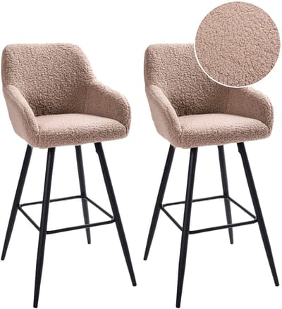 CASMALIA - Barkruk set van 2 - Taupe - Bouclé