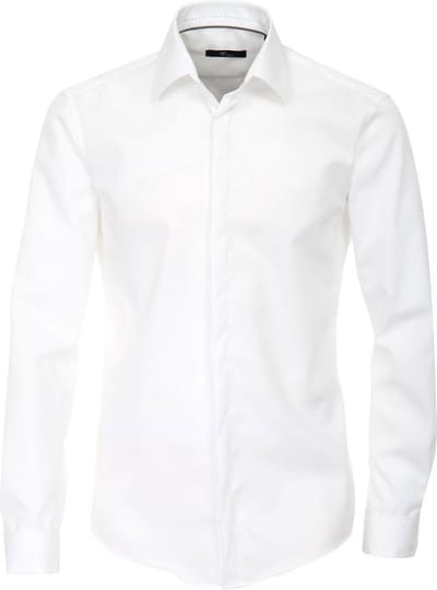 VENTI modern fit smoking overhemd - dubbele manchet en Kent kraag - wit - Strijkvrij - Boordmaat: 43