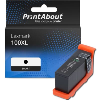 PrintAbout huismerk Inktcartridge 100XL (14N1068E) Zwart Hoge capaciteit Geschikt voor Lexmark