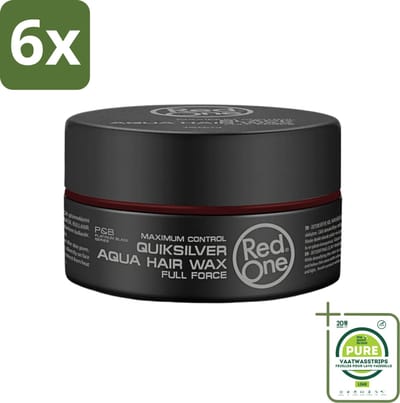 Red One - Haarwax - Quicksilver - Aqua Hair Wax - Voor Sterke Hold & Glans - 150 ml - Voordeelverpakking - 6 stuks - Haarwax - Waterbasis haarwax
