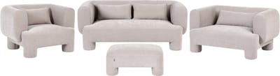 HOGBO - Bankenset 6-zits met ottomaan - Beige - Polyester