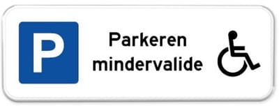 Parkeerbord Mindervalide - Weerbestendig Aluminium - 40x15 cm - Bevestiging: Zonder bevestiging (alleen het bord)