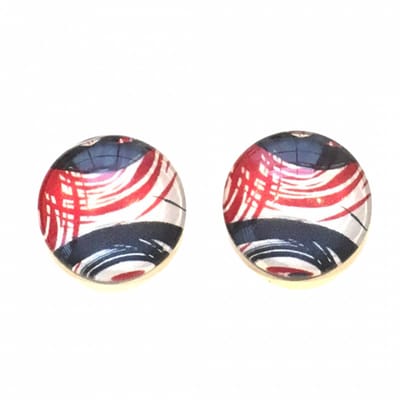 Clip Oorbellen-Grijs-Rood-2 cm