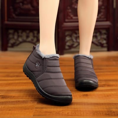 Dames Snowboots Winterschoenen Warm pluche bont Enkellaarsjes Slip-on platte vrijetijdsschoenen Waterdicht ultralicht schoeisel 42 koffie