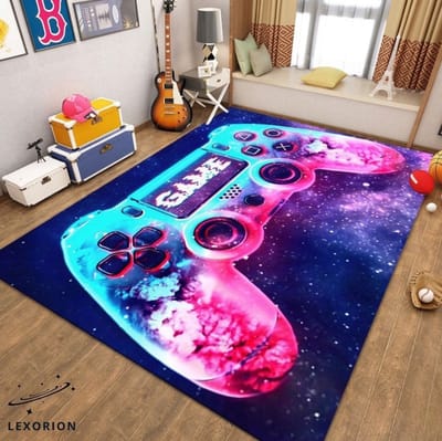 Lexorion Gaming Speelkleed XL 160x120 cm – Zacht Vloerkleed voor Kinderen – Controller Design – Speeltapijt & Kruipmat – Gamekamer / Kinderkamer