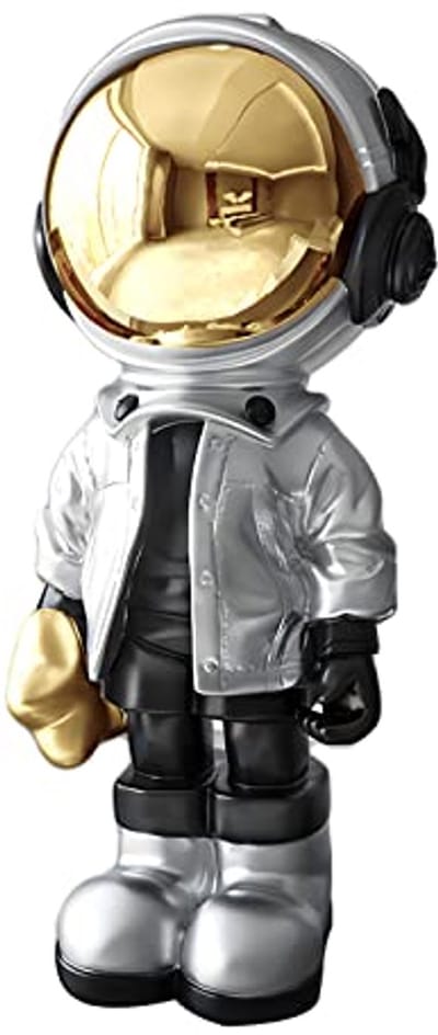 Astronaut Statue Ruimtevaart Beeld Sculpture Polyresin Art Cadeau Zilveren Figurine Ornament Kamers Decoratie Voor Mannen Bureau Accessoires, Tafeldecoratie