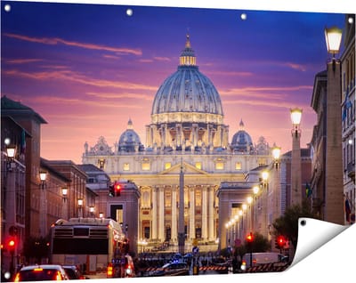 Gards Tuinposter Sint Pietersbasiliek in Rome, Itali� - 120x80 cm - Tuindoek - Tuindecoratie - Wanddecoratie buiten - Tuinschilderij