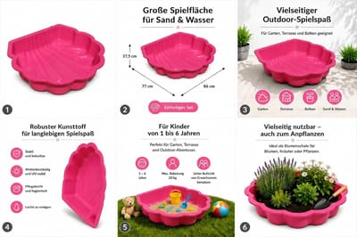Zandbak Schelp - Zand- en Waterschelp - Roze met Sterren - Duurzaam Kunststof - Ideaal voor Zand en Water - Voor Kinderen van 1-6 Jaar