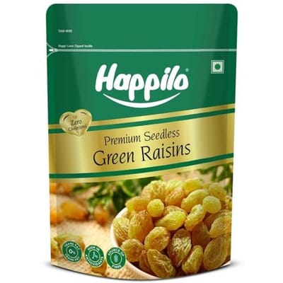 Raisins verts sans pépins Happilo Premium, paquet économique de 500 g | Kishmish | Nutritifs | Riches en fer et en vitamine B blue