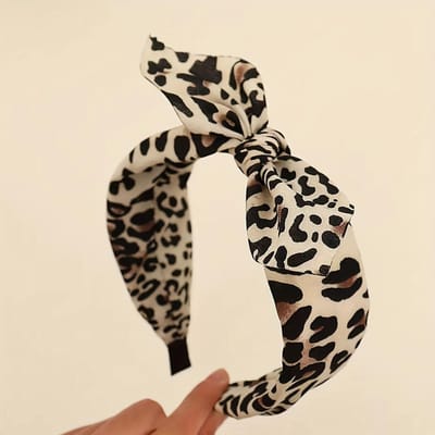 Koreaanse Stijl Luipaardprint Strik Hoofdband Temperament Geknoopte Plastic Haarhoepel Haarband Antislip Brede Rand Hoofdband Gezicht Wassen Haarband black