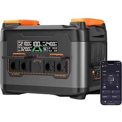 NECESPOW S2400 Draagbare Energiecentrale – 2048 Wh LiFePO4-accu – 2400 W Nominaal Vermogen – 1,5 uur Snelladen - ＜20 ms UPS-back-up - App-bediening – 13 Uitgangen – Zwart