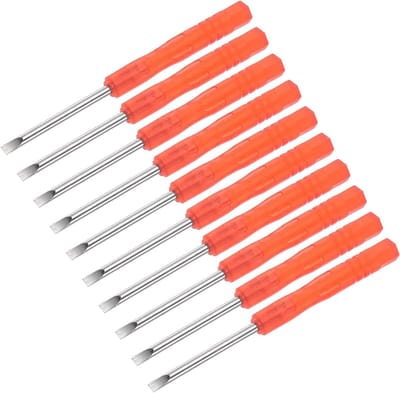 Kleine Sleufschroevendraaier 3mm, 85mm Lengte, Stalen Plat met Antislip Grip - Perfect voor Brillen, Horloges en Elektronica, Set van 10 Stuks