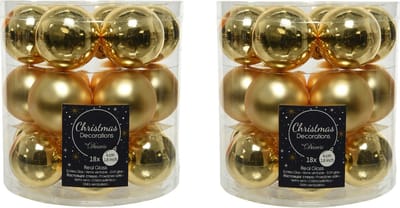 Decoris Kleine kerstballen - 36x st - goud - D4 cm - glas - kerstversiering