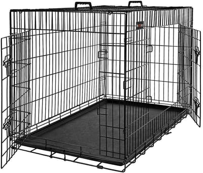 FurnStar - Hondenbench XL - Hondenkooi met 2 deuren - 107x70x77.5cm - Zwart