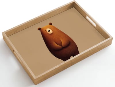 Dienblad hout 50x35 cm - Schootdienblad - Beer - Minimalistisch - Bruin - Borrelplank rechthoek - Plateau dienbladen