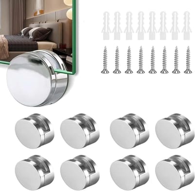 Set van 8 Wandspiegelhouders, Ronde Clips voor Badkamerspiegels, Glasbevestiging voor Spiegels met 3-5 mm Dikte, Ideaal voor Thuisdecoratie
