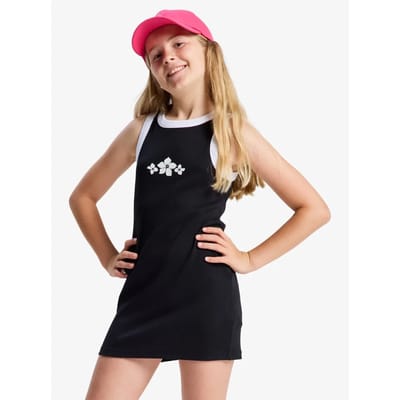 Roxy Iconic Days Rg Mouwloze Korte Jurk Zwart 10 Years Meisje