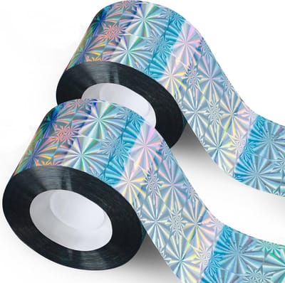 1,9 inch brede vogelverschrikkingsband – 262 ft (2 rollen) – Dubbelzijdig reflecterende tape om vogels buiten te weren – Holografische flikkerband tegen ganzen, duiven en spechten – Voor huis, tuin, terras en boomgaard