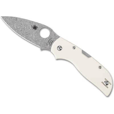 Spyderco Chaparral Ivory G10 Damasteel PE – Exclusieve Elegantie Met Damasteel DS93X Grabak