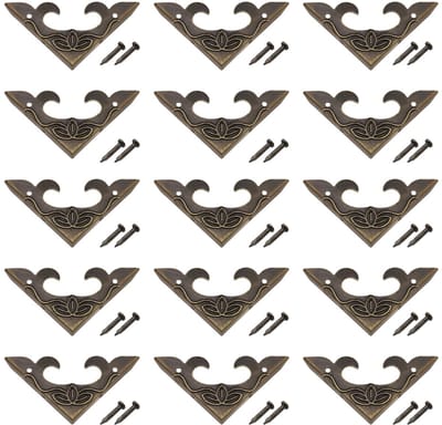 JHUBERS- Hoekbeschermer Antiek - 40 Stuks - Metalen Hoekbeschermers - Retro Design - Decoratieve Rand - Inclusief Schroeven - 30 x 30 x 4,5 mm - Boekenhoekbeschermer