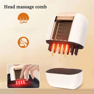 2 In 1 Elektrische Haarolie Applicator Massager Gemakkelijk Te Gebruiken Metalen Rollerbal Gladde Massage Haar Hoofdhuid Massager wit