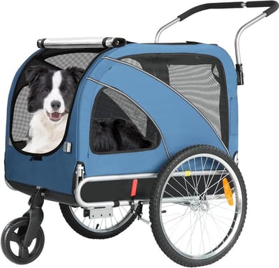 Hondenaanhanger Fiets en Jogger 2-in-1 - Hondentransporter tot 40kg met Handrem en Reflectoren