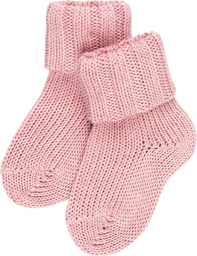 FALKE Flausch eenkleurig wol katoen sokken baby roze - maat 80-92
