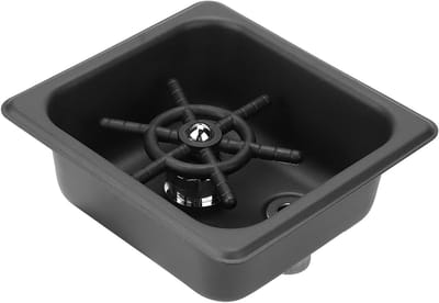 Bekerwasser - Glazen spoeler - Snel glazen reinigen - Automatische watersproeiing - 17.6 x 16.2 cm - Mat Zwart