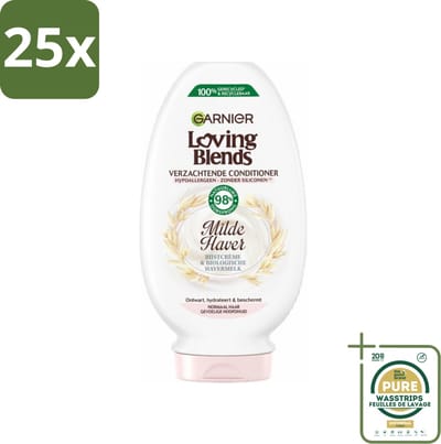 25 x Garnier Loving Blends Milde Haver Conditioner 250 ml - Grootverpakking - Conditioner Voor Gevoelige Hoofdhuid - Milde Conditioner - Hypoallergene Conditioner - Rijstcrème Conditioner - Biologische Havermelk Conditioner