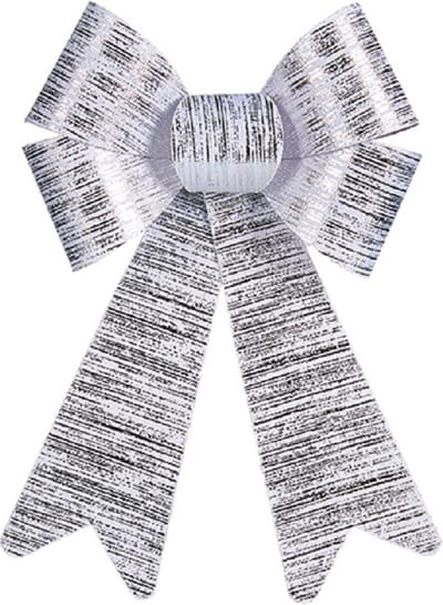 Krist+ kerstboomversiering strik - zilver glimmend - 15 x 25 cm - kerststrikken