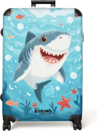 NoBoringSuitcases.com® - Koffer groot - Reiskoffer lichtgewicht - animatie haai zwemmend in het water - Rolkoffer met 4 wielen - Grote trolley XL - 98 liter bagage