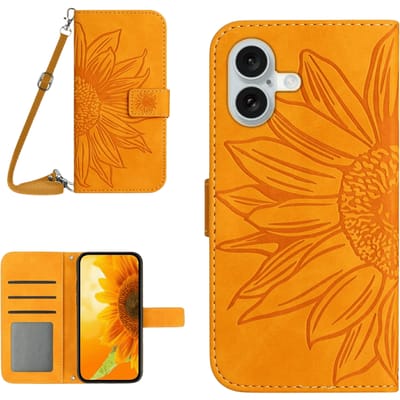 Mocaa Apple iPhone 17 Sunflower Bookcase met Koord Geel