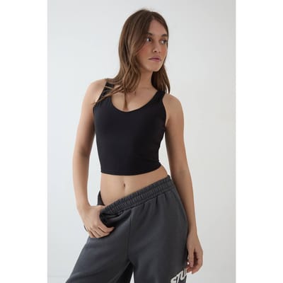 Dames Dsgn Studio Sculpt Longline Sport-bh Met Diepe Halslijn | Zwart | Maat: XS