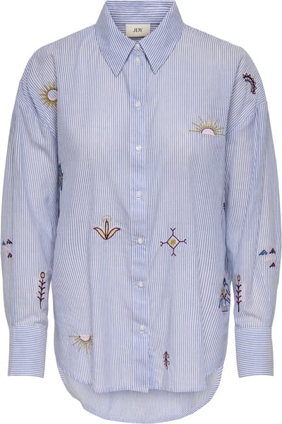 Jacqueline de Yong Blouse Jdypaige L/s Loose Emb. Shirt Wvn 15374039 Cloud Dancer/blue Strip Dames Maat - XXL