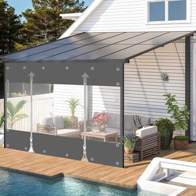 Duurzaam en Waterdicht Zeil van 650 g/m² voor Buitengebruik, Ideaal als Windbescherming en Regenafdekking voor Tuinschuren, Terrassen en Balkons (Grijs, Hoogte 2,4 m x Breedte 4,5 m)
