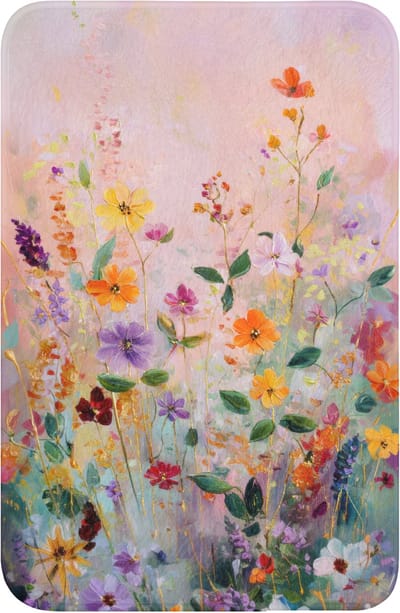 WC mat 40x60 cm - Antislip - Schilderij - Bloemen - Abstract - Kleurrijk - Toiletmat - Vloermat - Douchemat - Toilet tapijt - Toiletmatten