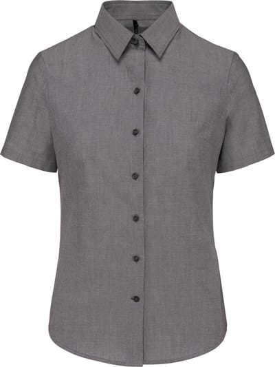 Kariban Dames Oxford blouse korte mouwen K536 - Oxford Silver - 3XL