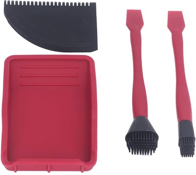 Dailygoods- Lijmkit 4-delig - Applicatorset met 2 Borstels, Kam en Bakje - Uniforme Toepassing - Houtbewerking - Flexibele Hechting - Schraper - Lijmapplicator