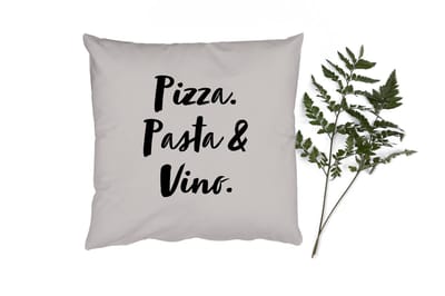 Sierkussens - Kussentjes Woonkamer - 50x50 cm - Quote - Taupe - Pizza. pasta & vino.