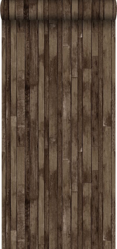 ESTAhome behang sloophout donkerbruin - 53 cm x 10.05 m - 138813