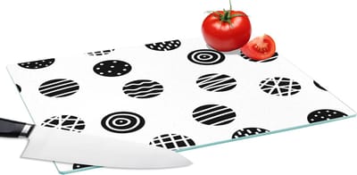 Glazen Snijplank - 39x28 - Patronen - Stip - Zwart Wit - Snijplanken Glas