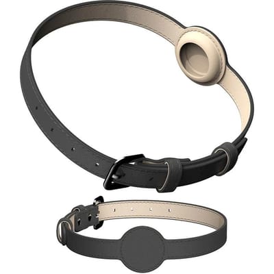 Lederen AirTag Kattenhalsband-Niet-Breekbare Kitten Halsband met Apple AirTag Houder-Lichtgewicht Huisdierhalsbanden voor Meisjes Jongens Kat,Puppy's S 24-36cm