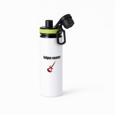 Hacebo® - rode elektrische gitaar met eigen naam waterfles met draaidop groen - Gitaar - muziek liefhebbers - gitaristen - gitaarliefhebbers - verjaardag - cadeau - kado - water fles - 850ML