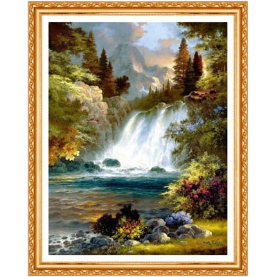 Peinture diamant 5D à faire soi-même - Broderie complète de diamants ronds - Paysage - Peinture diamant rond 20X30CM white