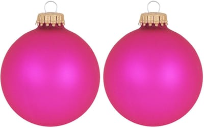 Krebs Kerstballen - bubbelgum roze - 24x - glas - 7 cm - mat - knalroze/felroze - kerstversiering