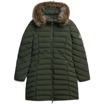 Superdry Jas Fuji Faux Fur Hood Mid Lenght W5011999a Surplus Goods Olive Green Dames Maat - XL